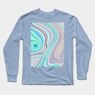 preppy abstract marble pastel purple turquoise blue mint swirls Long Sleeve T-Shirt